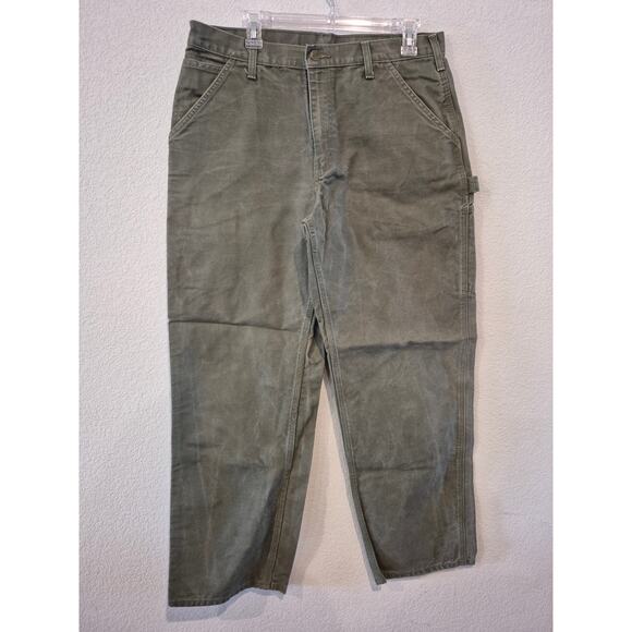 Carhartt Men's Size 34x32 Dungaree Fit Carpenter Work Pants Olive Green - Picture 1 of 7